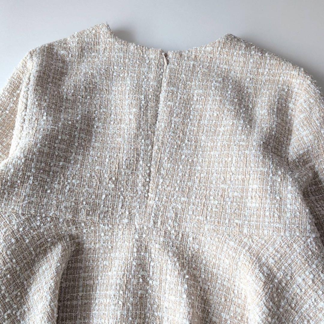 美品デミルクスビームス　バックフレア ツイードプルオーバー 40