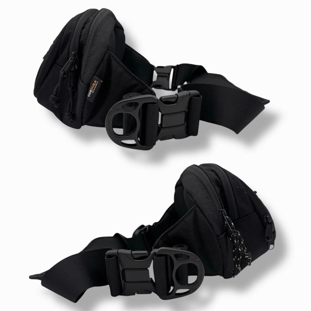 Hugoo 2way ヒップシート 抱っこ紐 ウエストポーチ ナイロン ブラック