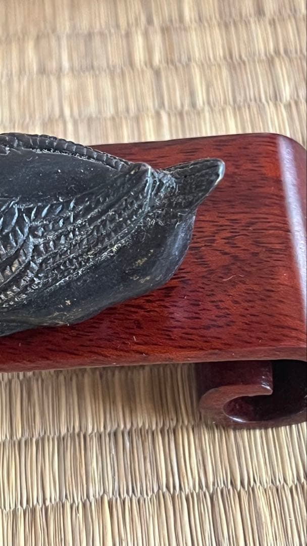 骨董晝道古銅製 水鳥鎮紙