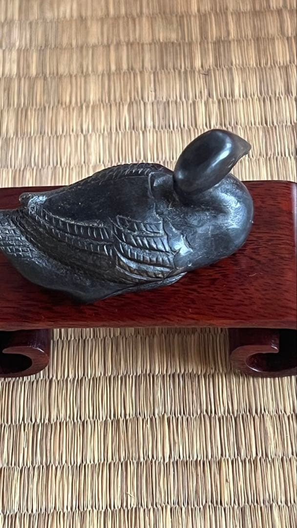 骨董晝道古銅製 水鳥鎮紙