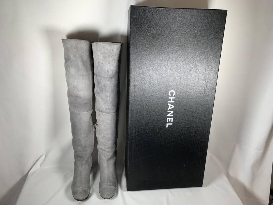 【正規品】極美品 シャネル CHANEL スエード ロング ニーハイブーツ 37