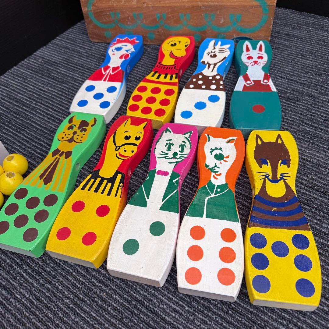 【希少】フレーベル館 組木 動物 積み木 知育玩具 木製 木箱付き 昭和レトロ