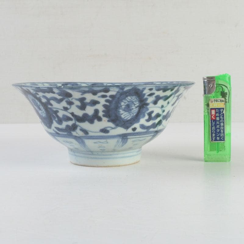 中国　呉須染付　花草文　鉢　時代箱付　C　9247