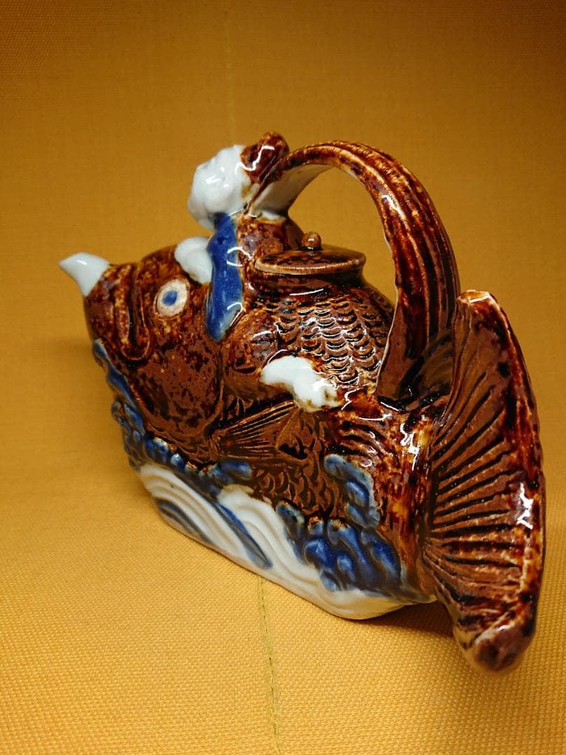 董古　恵比寿　鯛乗り　酒器　急須　置物　インテリア　工芸品　美術品　A2665