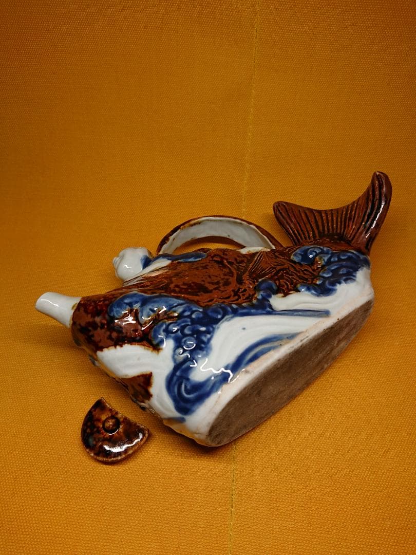 董古　恵比寿　鯛乗り　酒器　急須　置物　インテリア　工芸品　美術品　A2665