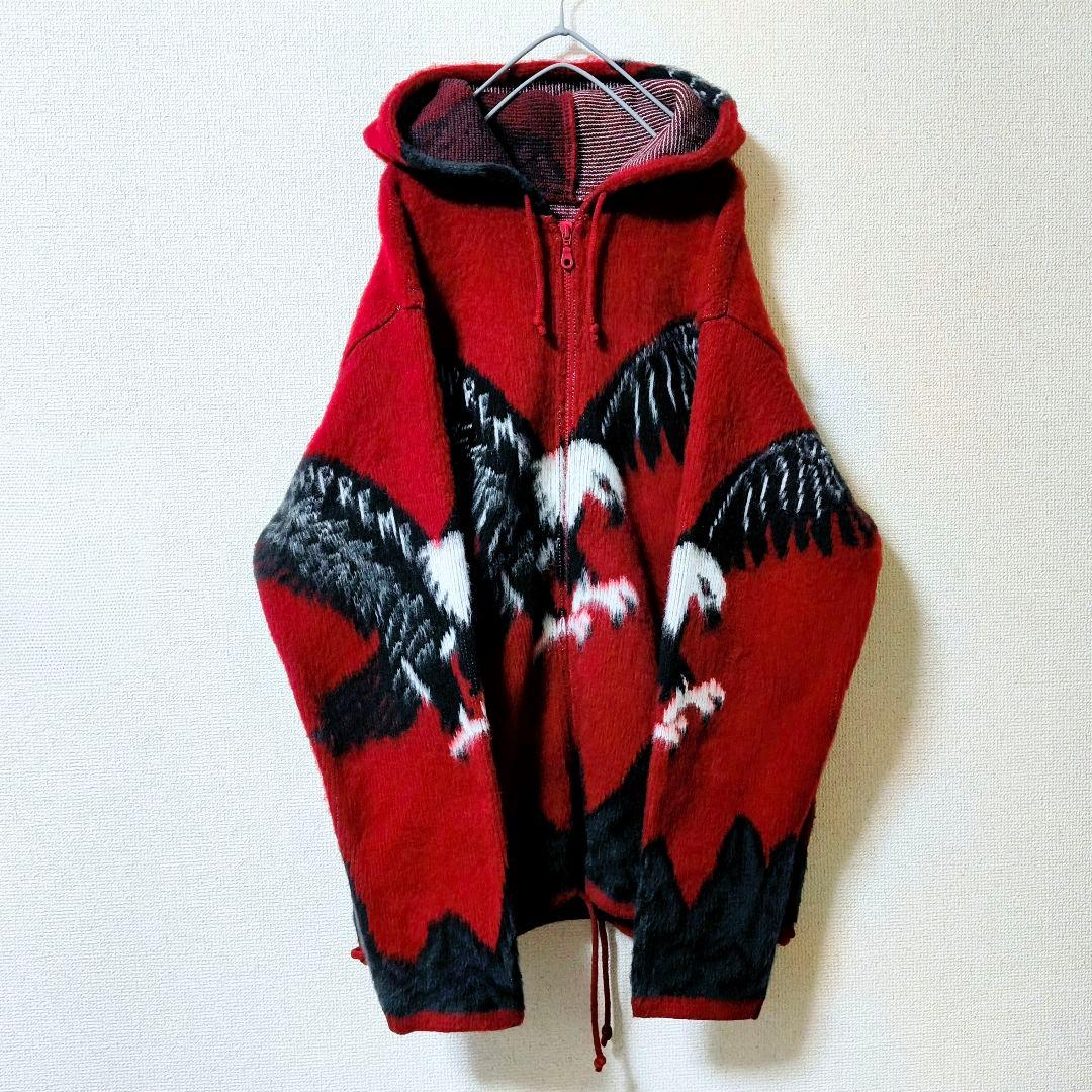 シュプリーム イーグル ニット ジップアップ フーディ パーカー XL