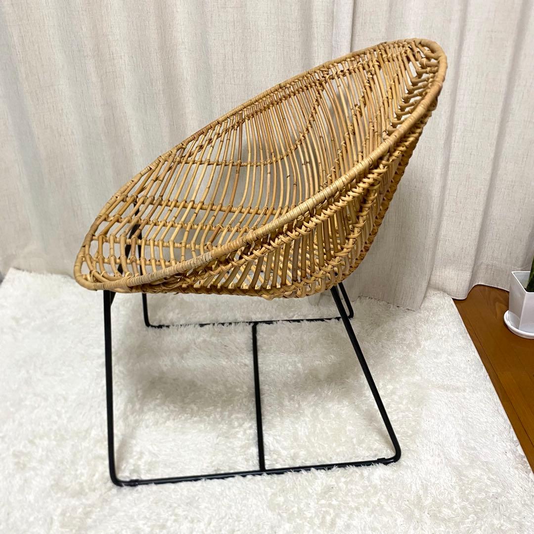 美品　フランフラン　ラタンチェア　カジュアルラウンジチェア　ナチュラル　家具