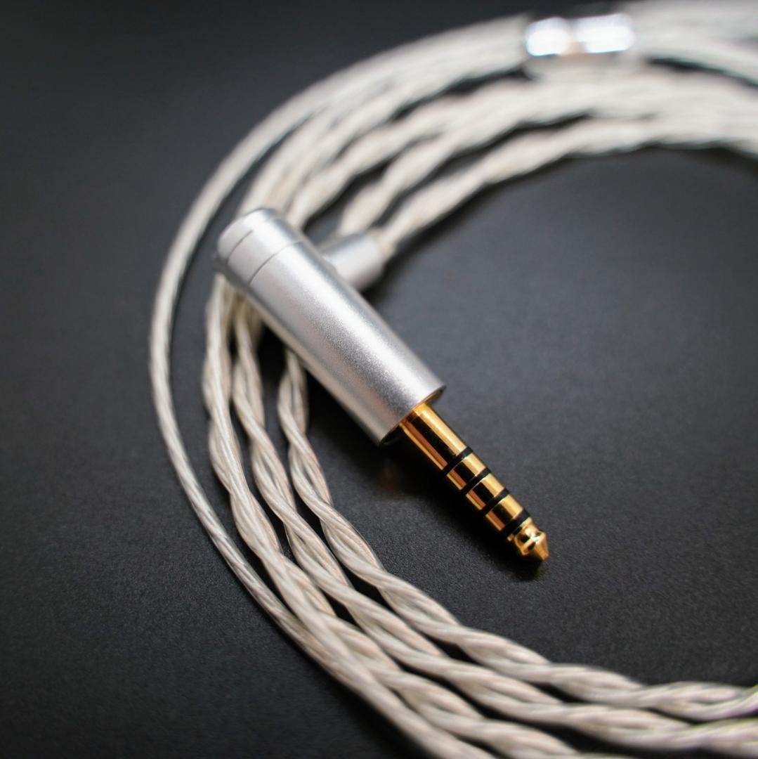 最高峰グレード 7N超冷凍製単結晶銅銀メッキケーブル IE500/4.4mmL字