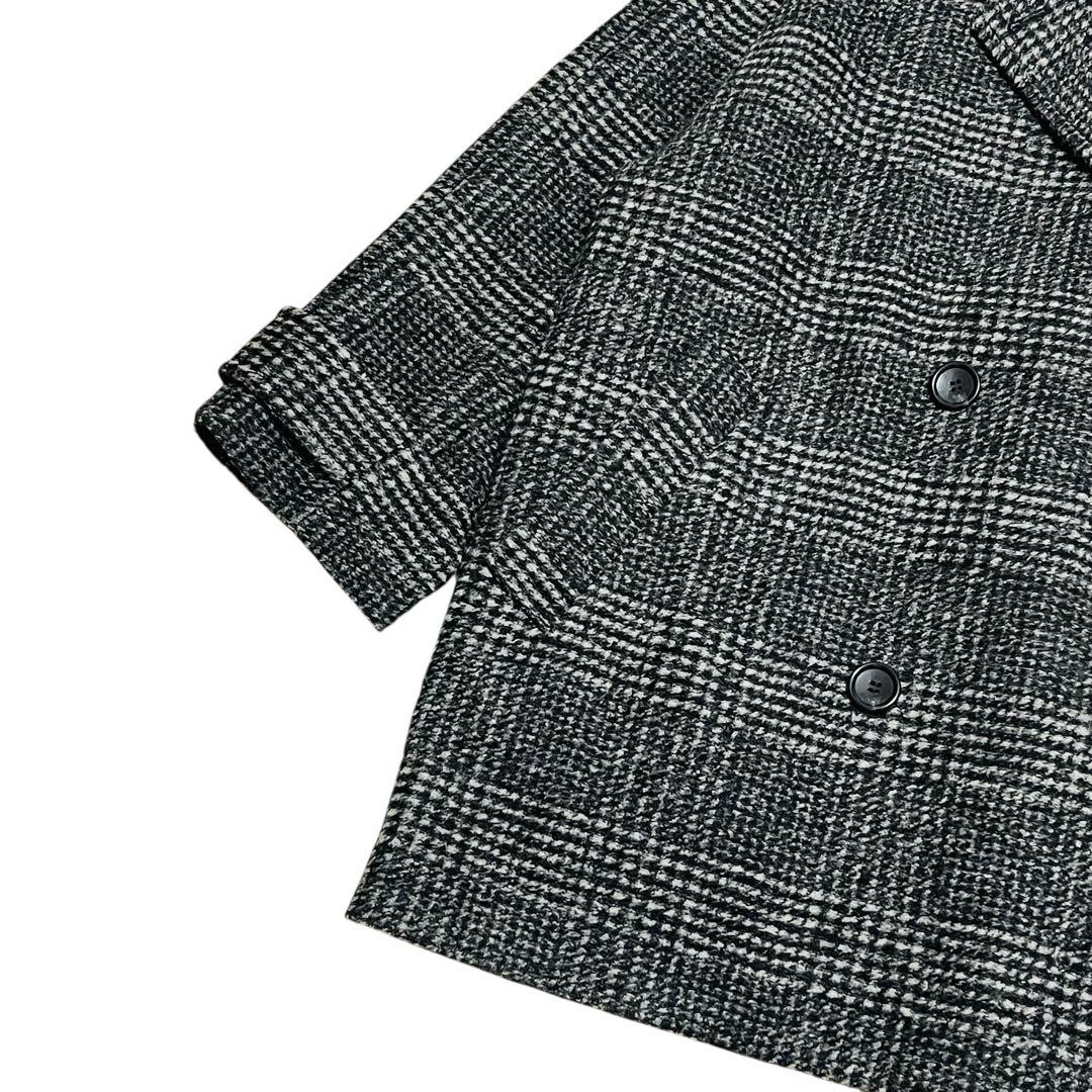 美品 24AW Spick & Span Wスライバーチェックハーフコート　黒