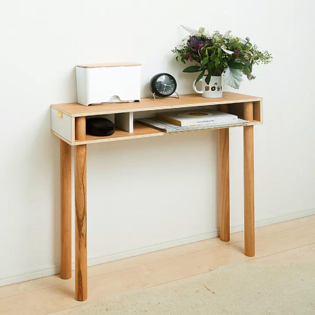 【イデアコ】ideaco 机 パソコン台 天然木 勉強机 キャビネット