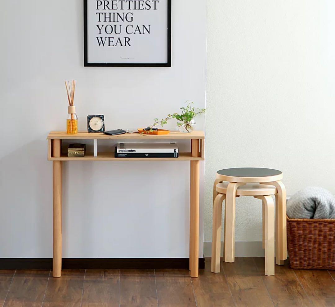 【イデアコ】ideaco 机 パソコン台 天然木 勉強机 キャビネット