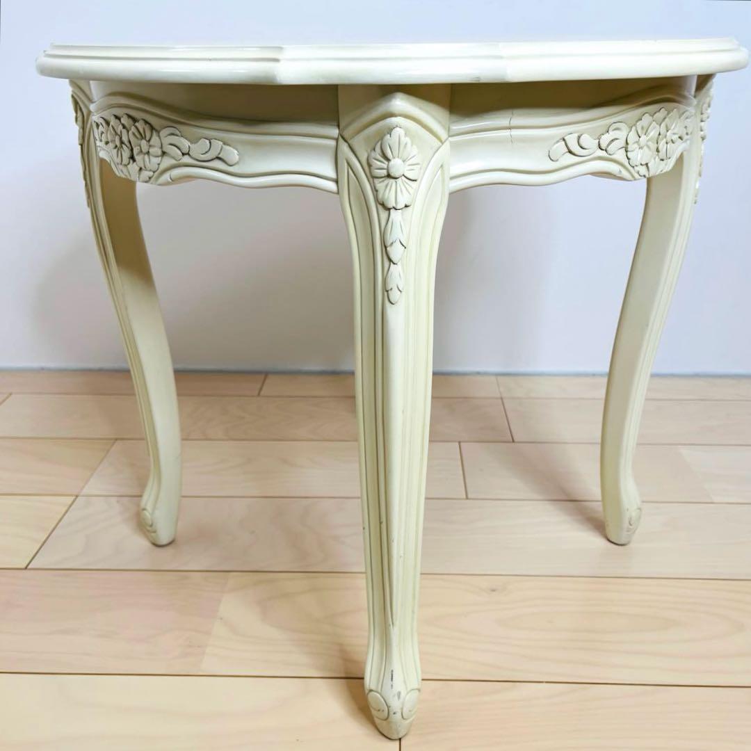 ロココ調　猫脚　ラウンド　ホワイト　テーブル　コーヒーテーブル　送料込み