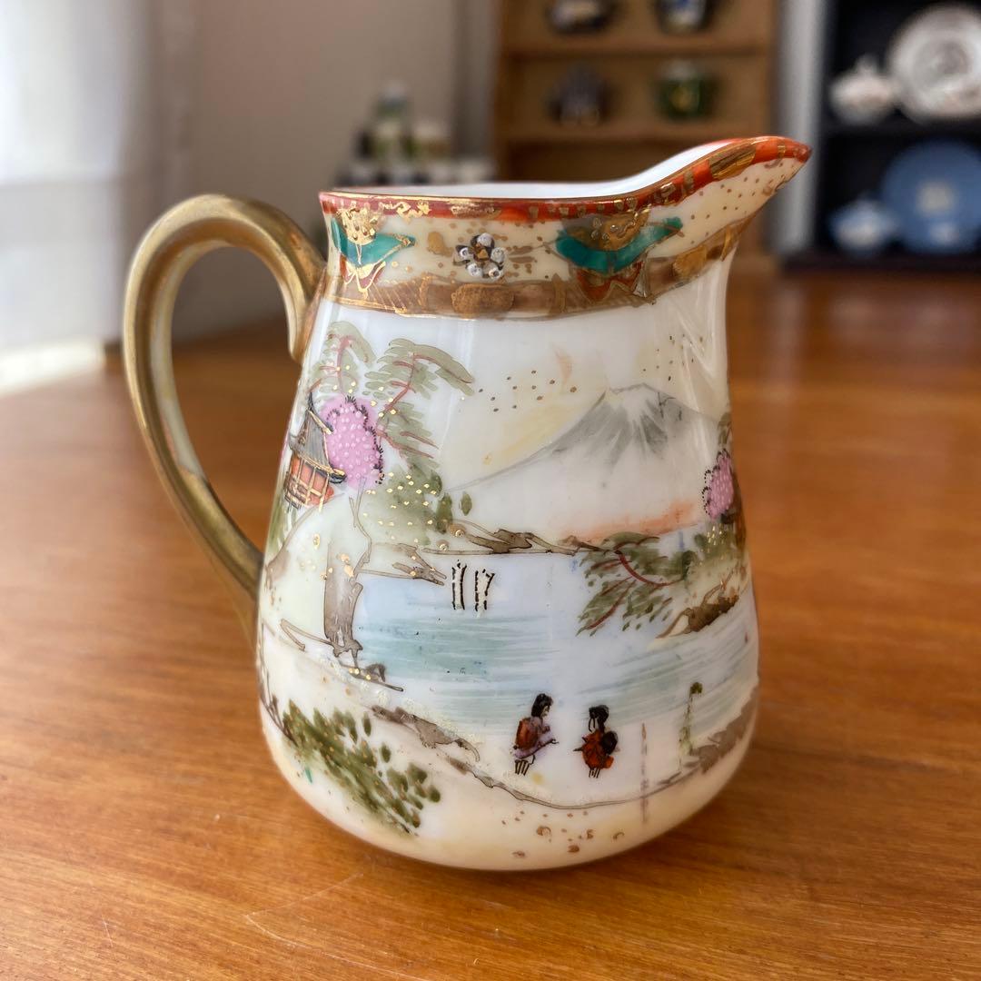 オールドノリタケ　ミルクジャグ　クリーマー　英国里帰り品　人気の着物絵　芸者