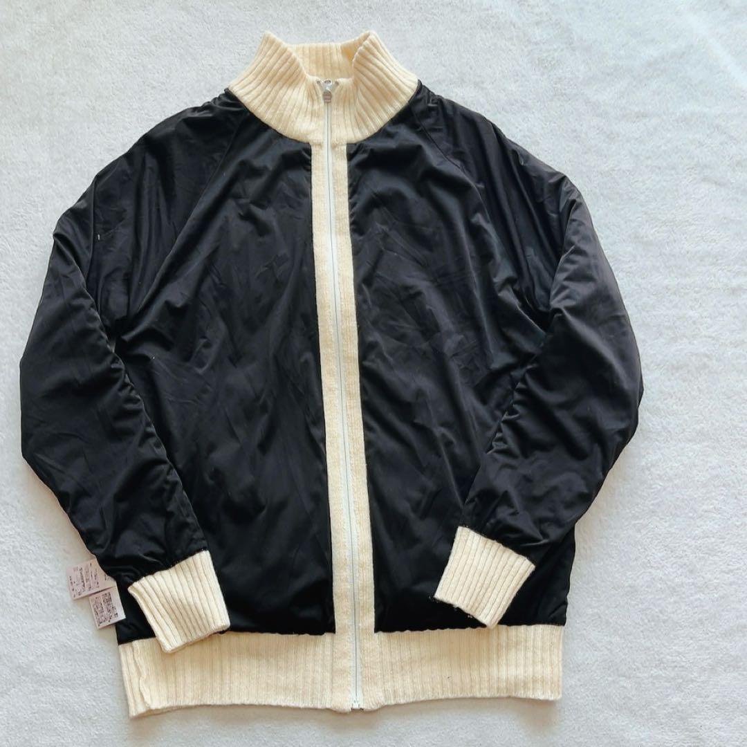 美品　マークアンドロナ　裏地付　ニットジャケット　ジップ　防風　白　ホワイト