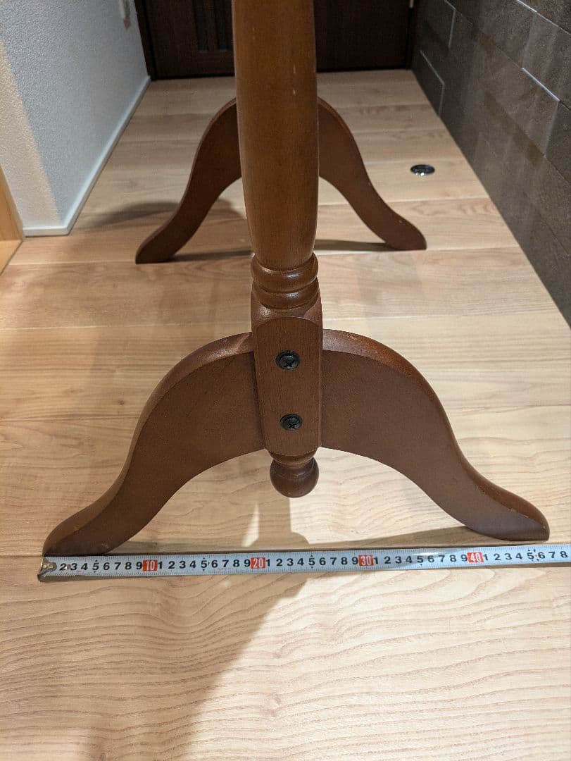 【アンティーク】ナチュラル木製スタンドミラー 姿見 全身鏡 オーバルデザイン