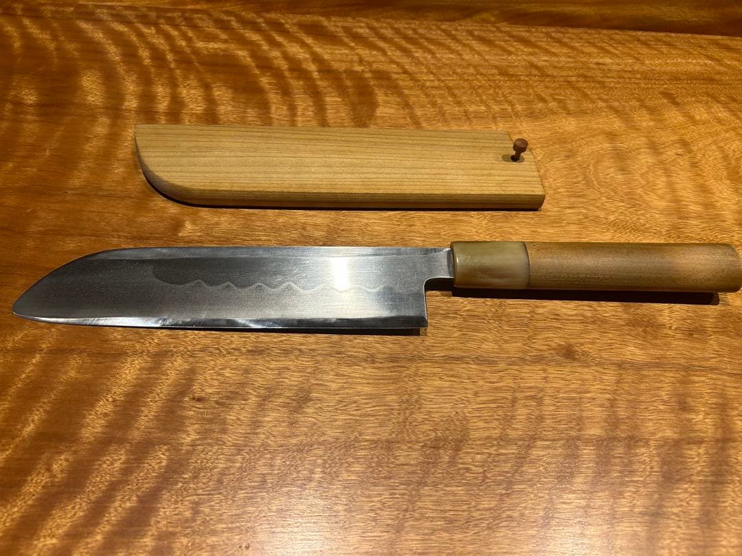 京都有次　水焼　本焼　薄刃包丁　鞘付き