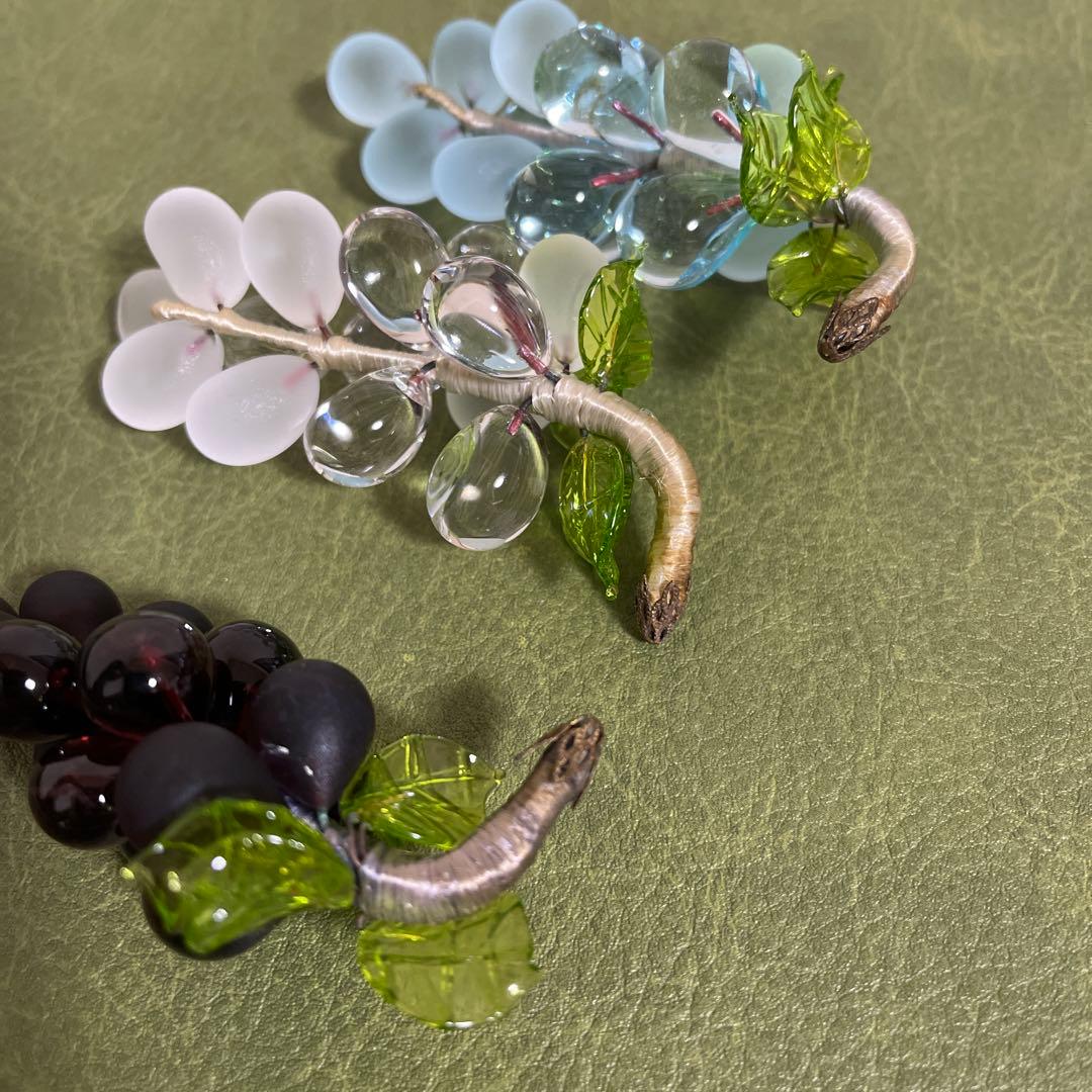 ヴェネチアングラス　ムラーノガラス　ぶどう　ガラス細工　イタリア　ヴィンテージ