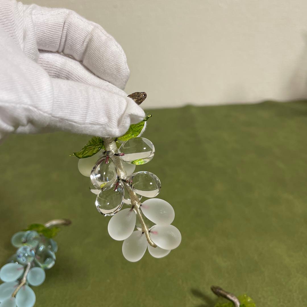 ヴェネチアングラス　ムラーノガラス　ぶどう　ガラス細工　イタリア　ヴィンテージ