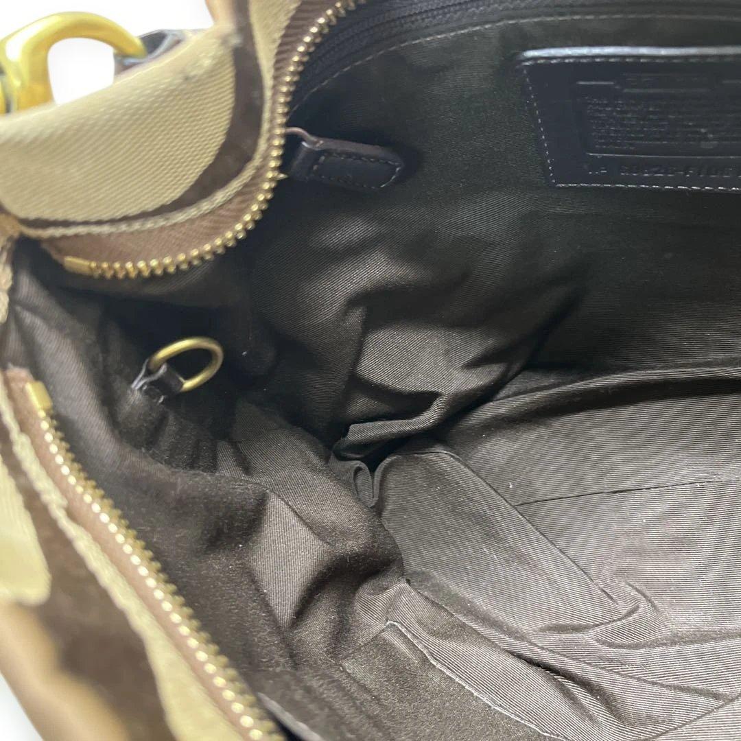 美品 COACH コーチ シグネチャー ターンロック ブラウン10619