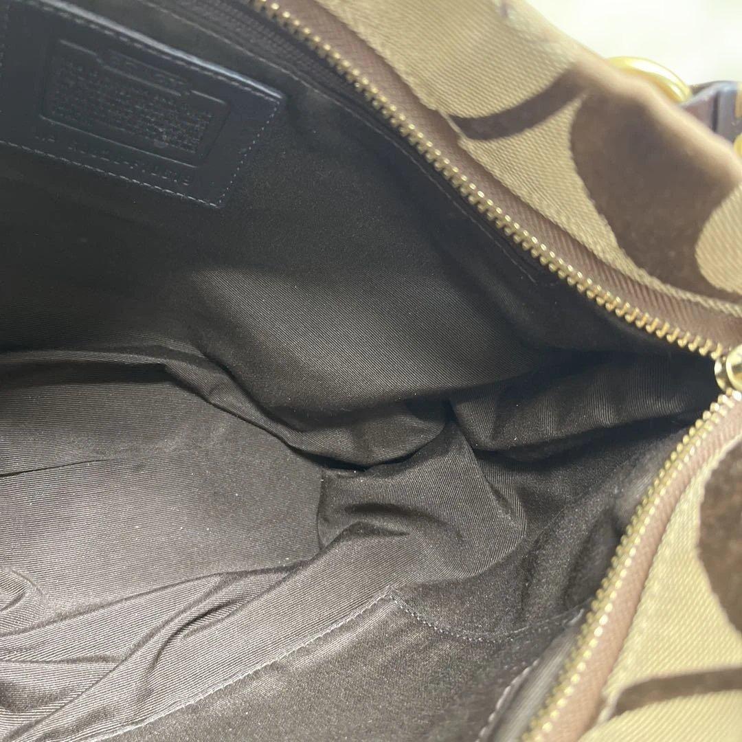 美品 COACH コーチ シグネチャー ターンロック ブラウン10619