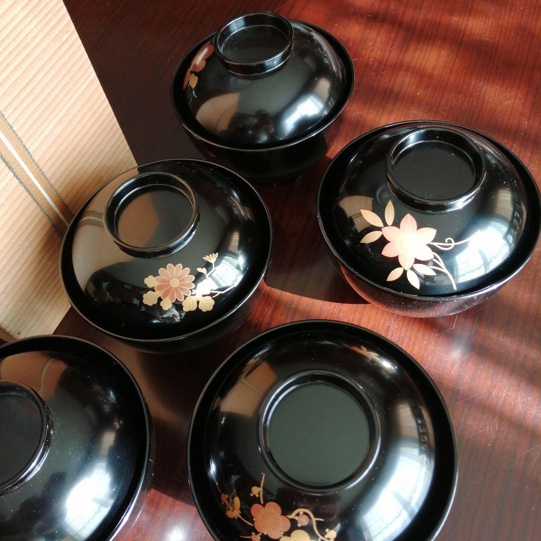 象彦　金彩蓋付吸物椀　5客　11.5cm