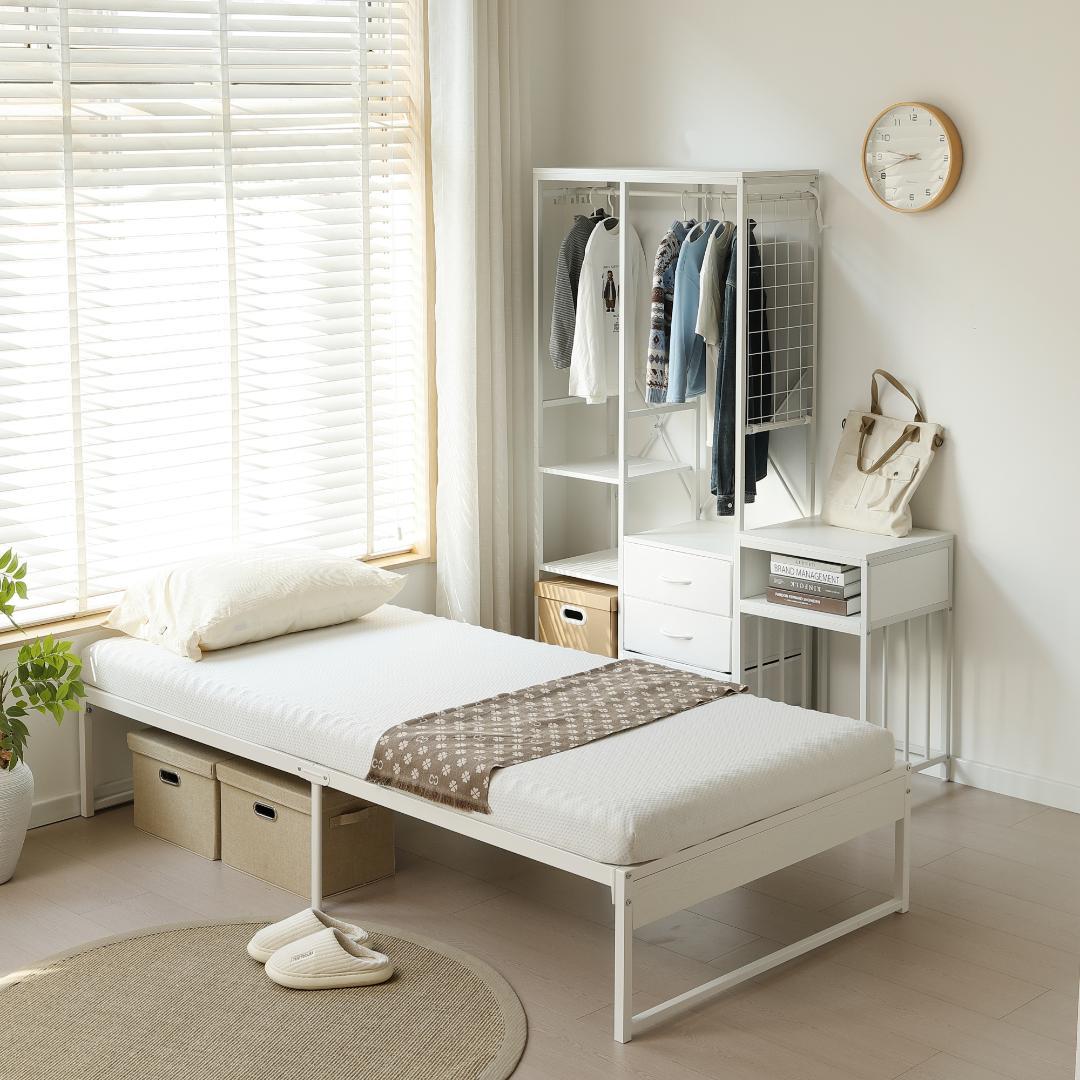 超人気！【シングル S】ベッドフレーム パイプベッド White