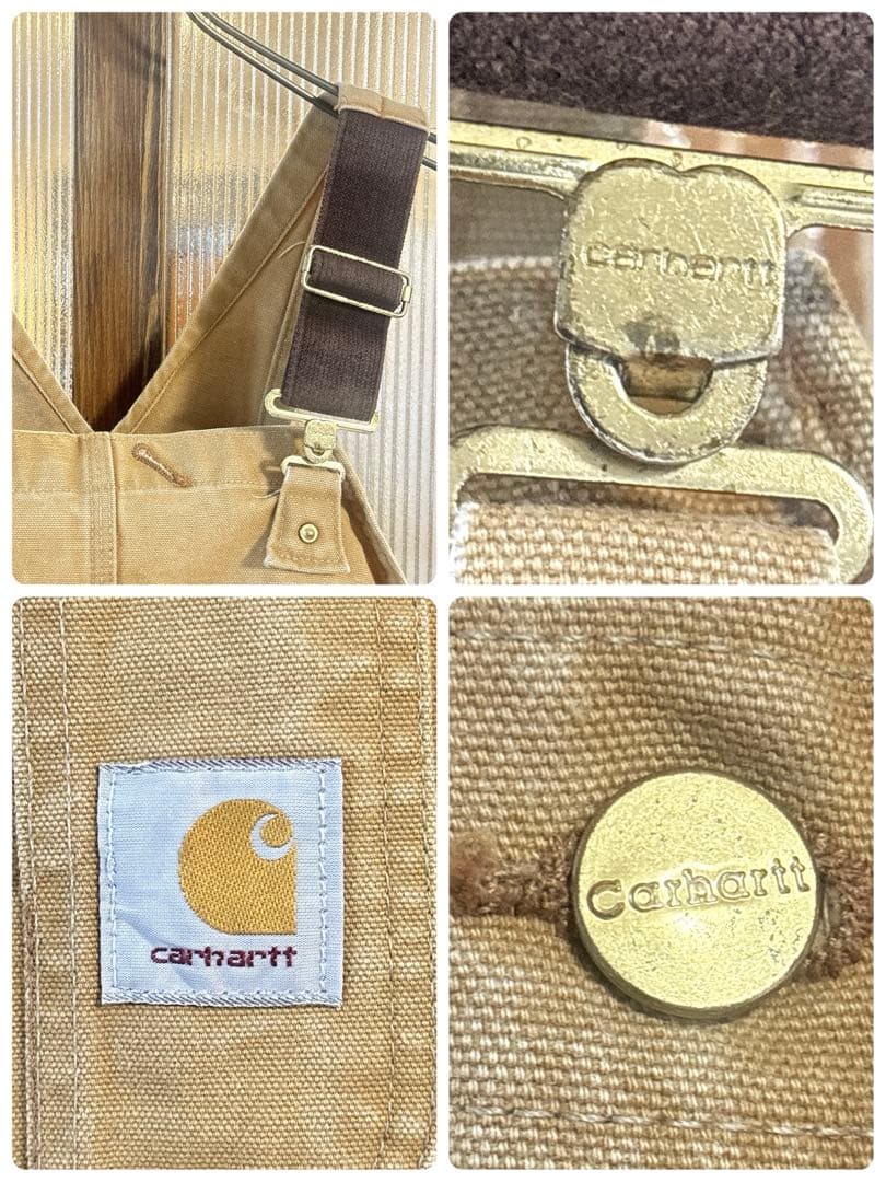 90s US古着 carhartt 中綿サロペット ダブルニー 32インチ 茶