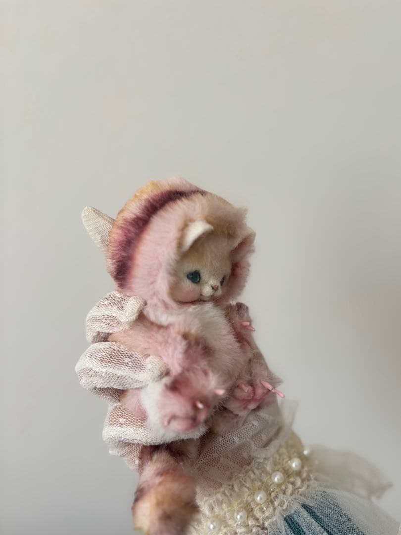 アートドール　No.063ピンク猫幻獣　羊毛フェルト