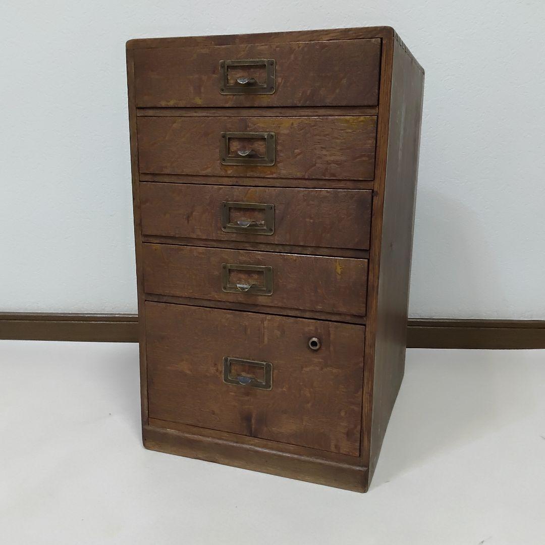 昭和レトロ 小引き出し 5段 5杯 小抽斗 木製 木箱 古家具 収納