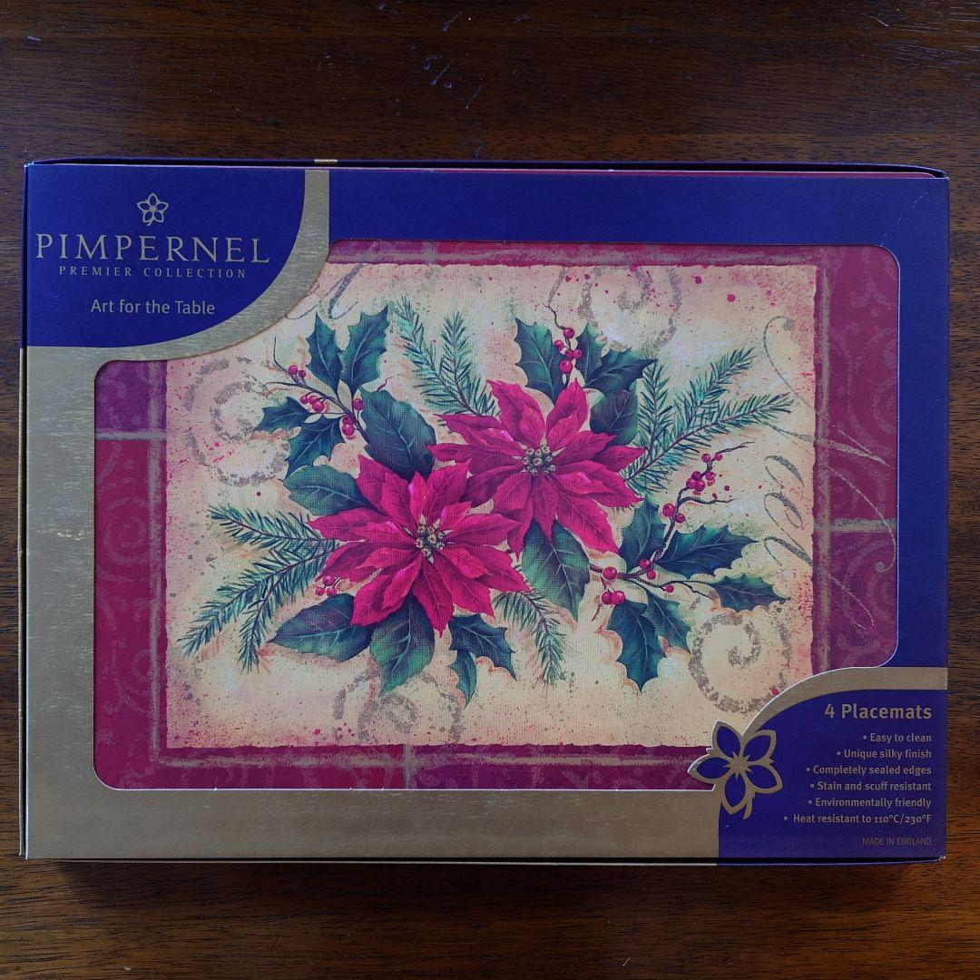【クリスマス柄】ピンパーネル　未使用テーブルマット4枚　コースター6枚未開封