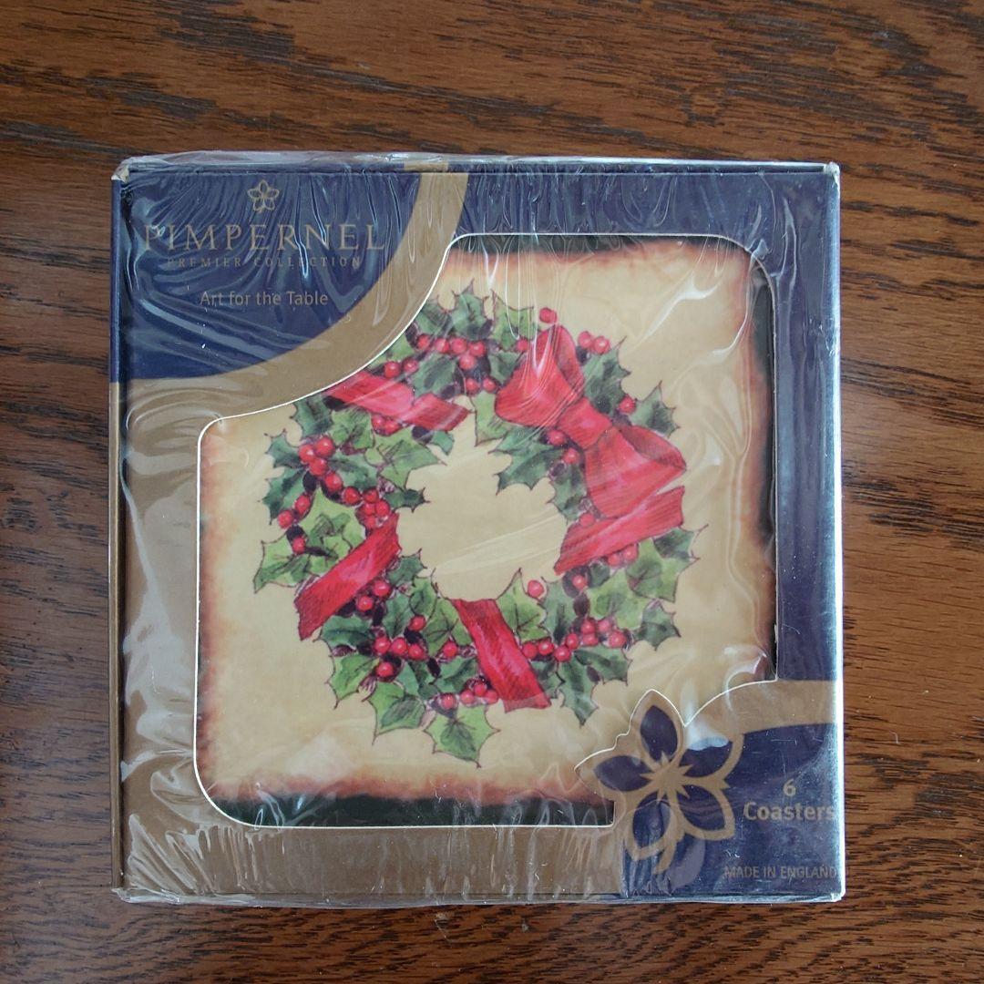 【クリスマス柄】ピンパーネル　未使用テーブルマット4枚　コースター6枚未開封