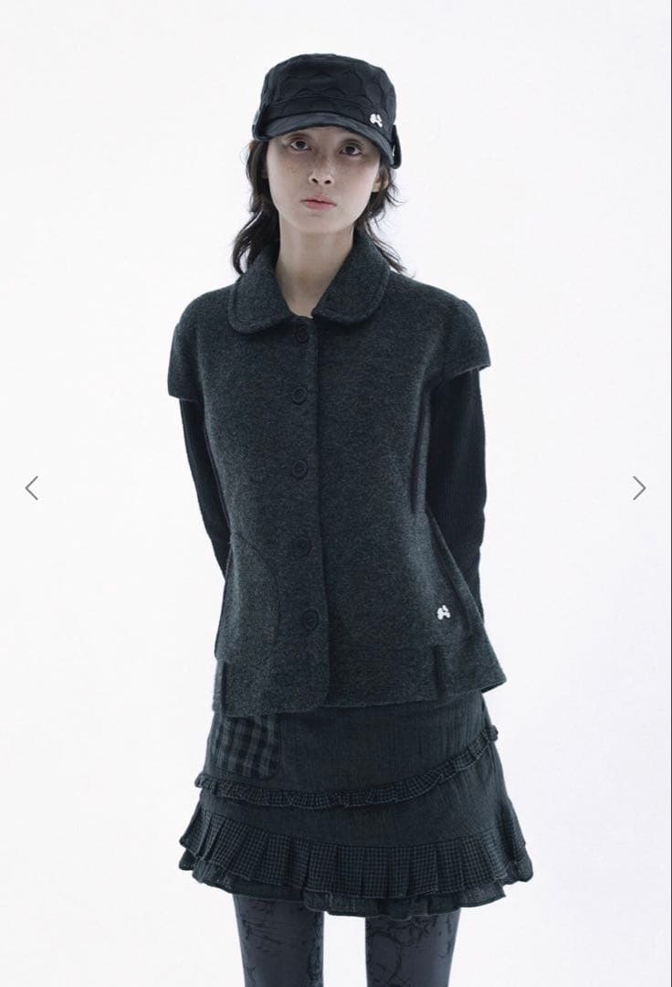 トップス HUG YOUR SKIN Round collar knit jacket