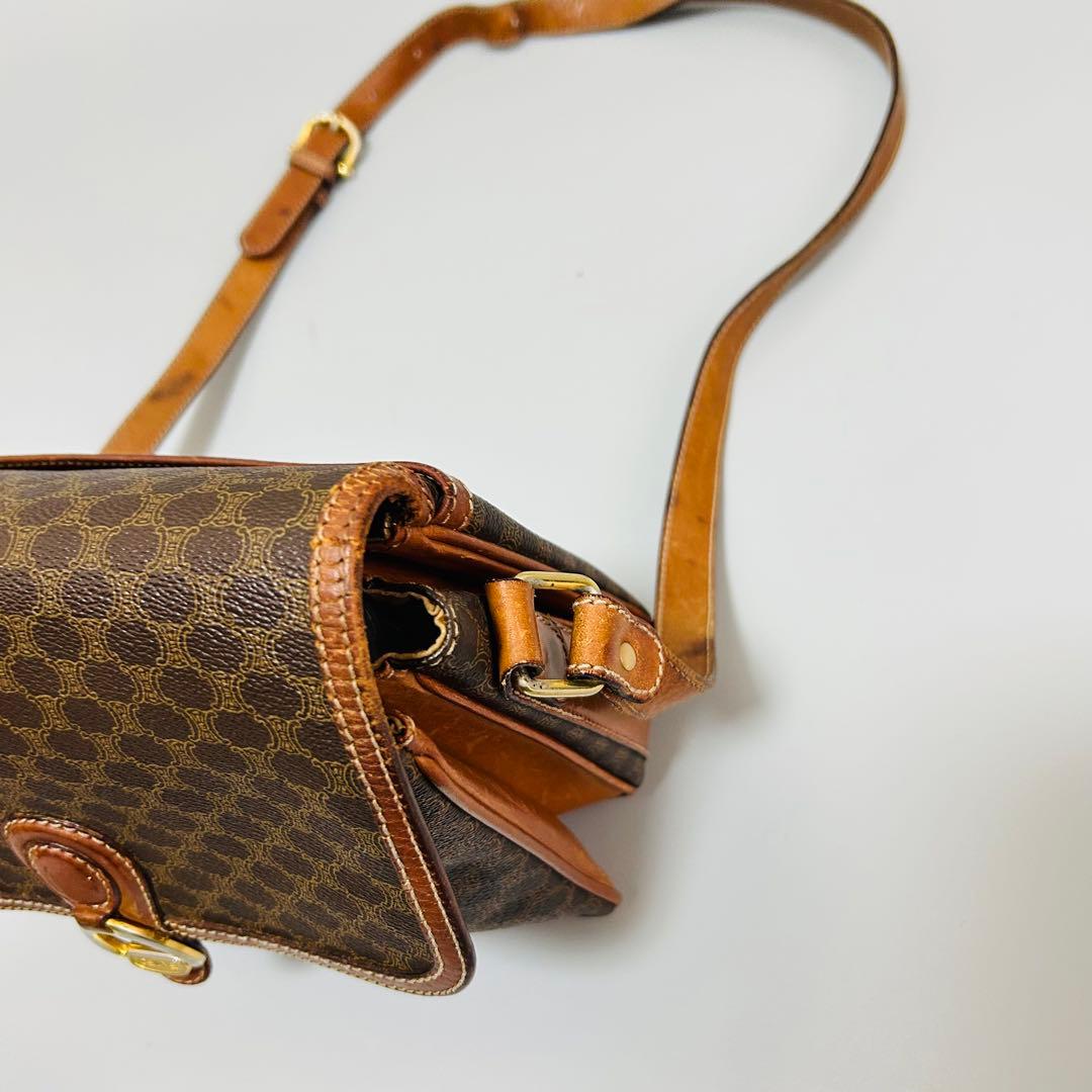 CELINE セリーヌ マカダム柄PVC×レザー クロスボディ ショルダーバッグ