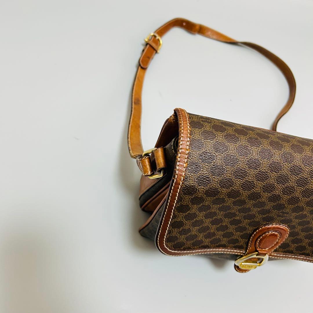 CELINE セリーヌ マカダム柄PVC×レザー クロスボディ ショルダーバッグ