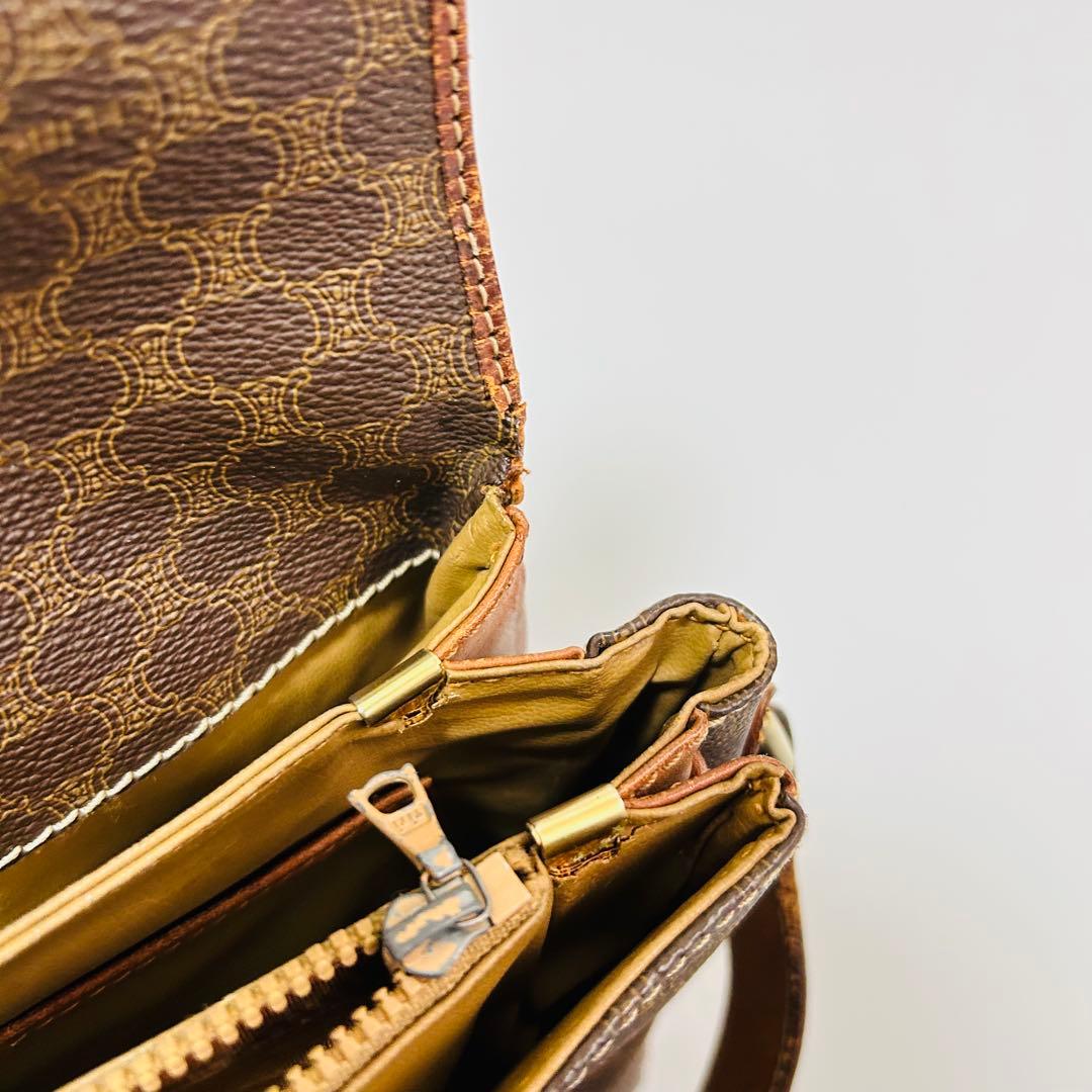 CELINE セリーヌ マカダム柄PVC×レザー クロスボディ ショルダーバッグ