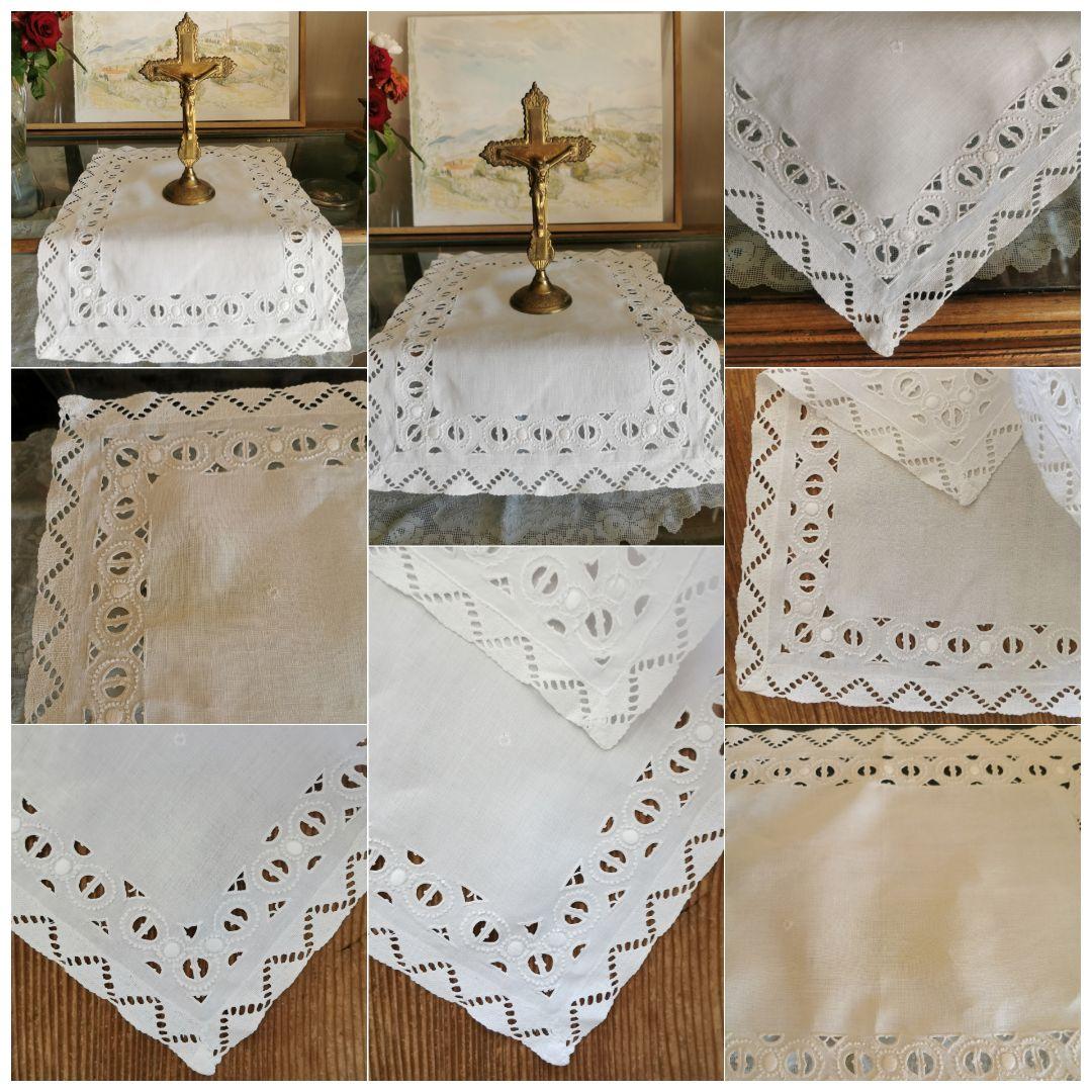 アンティーク オープンカットワーク＆フレンチノット刺繍 ボビンレース編みランナー
