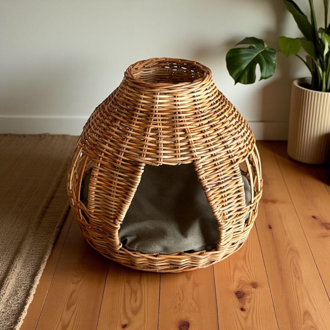 猫ちぐら　バスケットの猫ハウス　猫のおうち