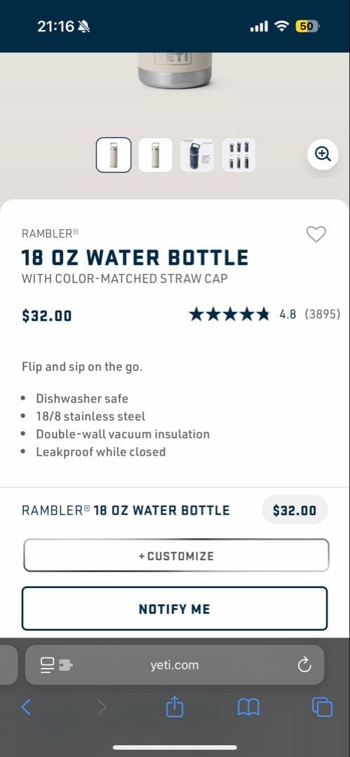 弁当箱・水筒 YETI Rambler 18 oz Water Bottle