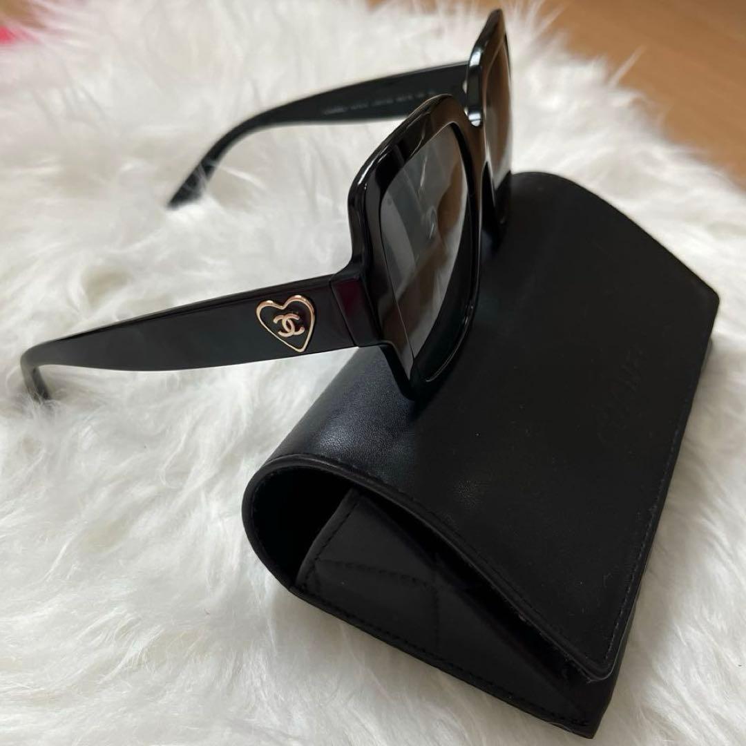超美品 CHANEL サングラス スクエア型 ハートロゴ CCマーク 正規品