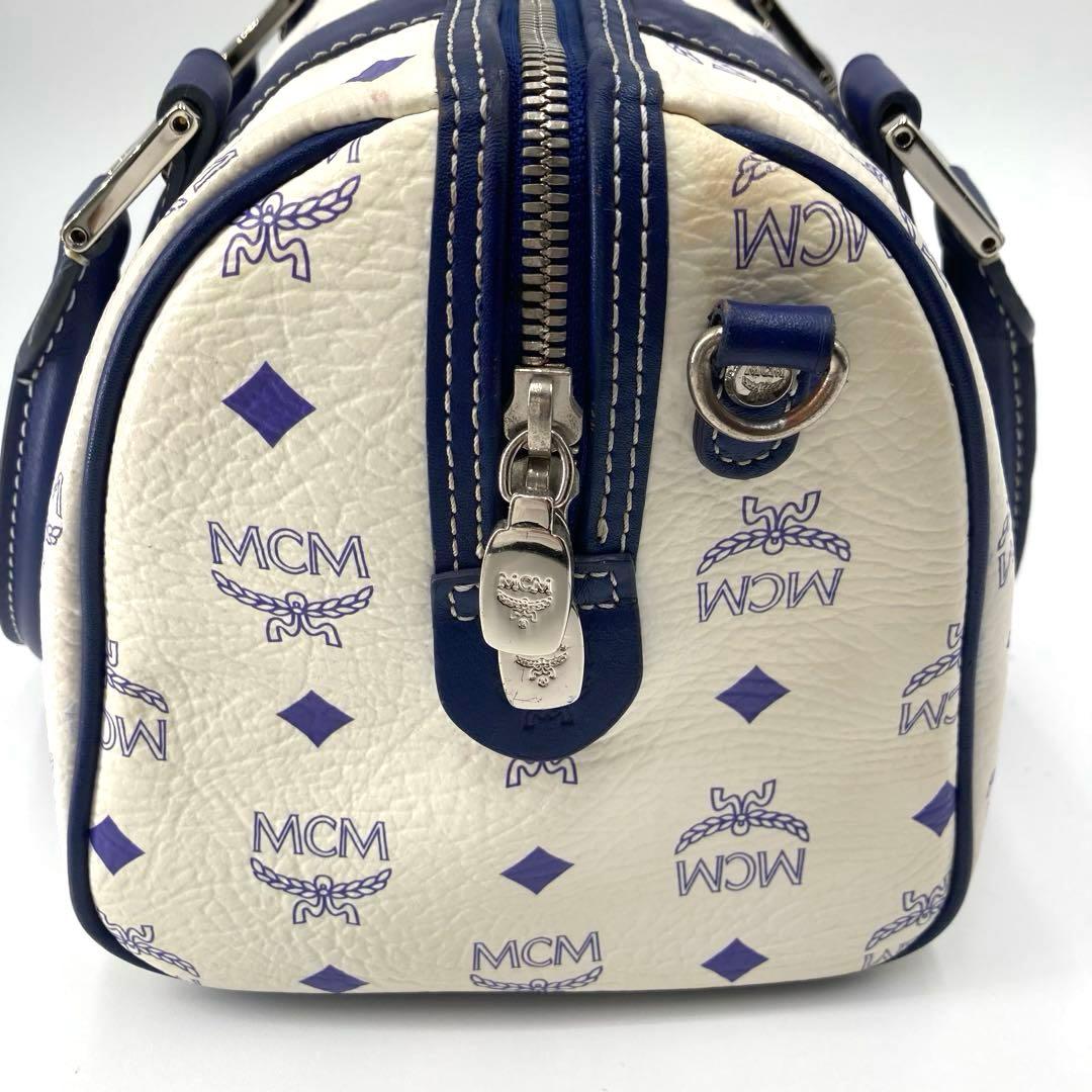 美品✨MCM エムシーエム ヴィセトス 2way ミニボストン ネイビー 白
