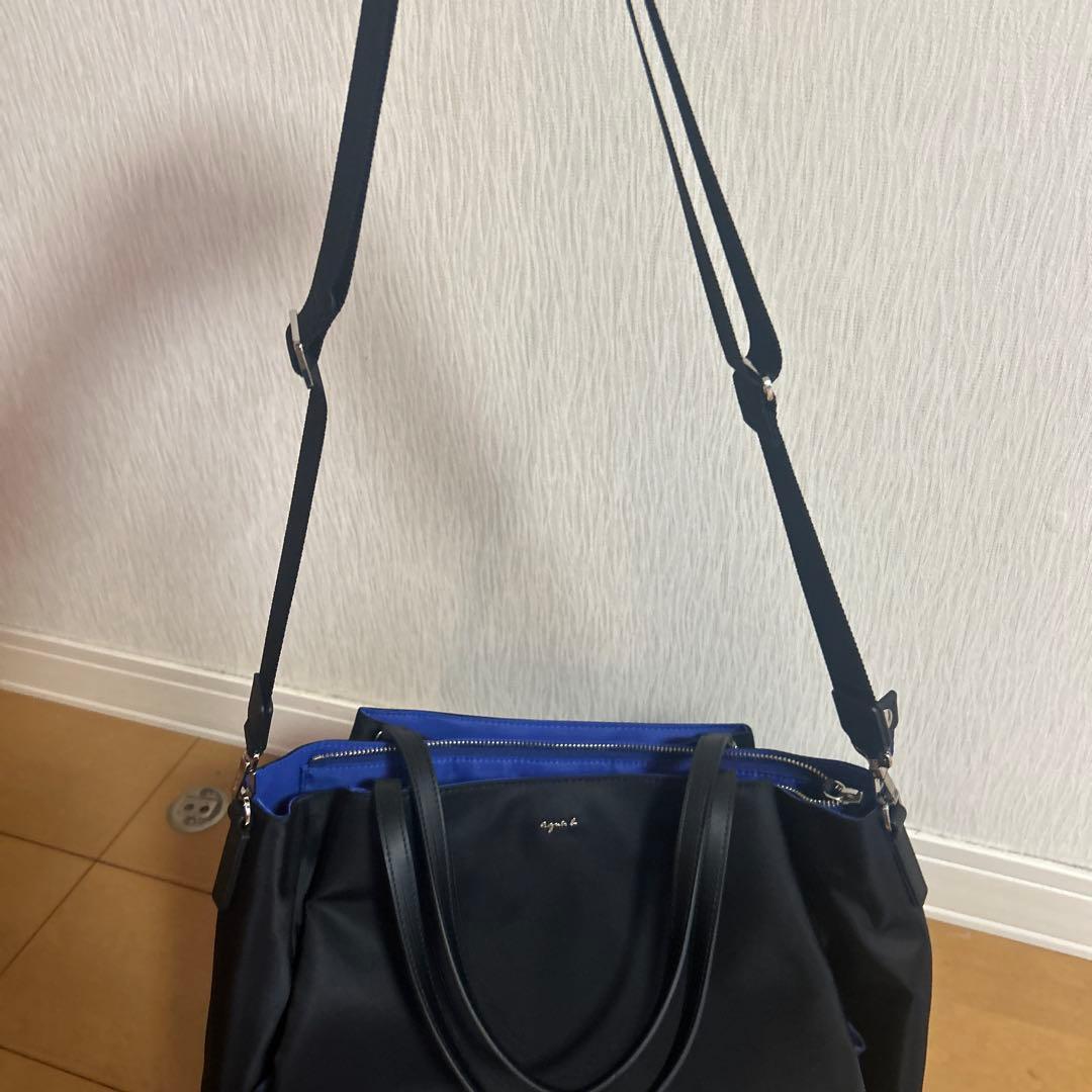 アニエスベー　ナイロンショルダーバッグ 黒　2way トートバッグ
