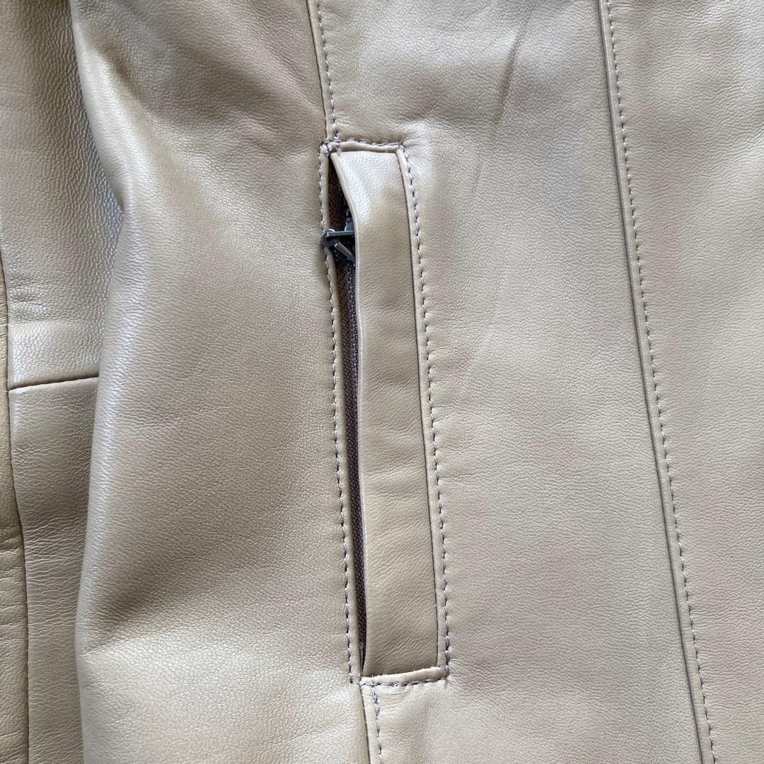 ちか様 UNTITLED ラム レザー ノーカラー ジャケット L ベージュ