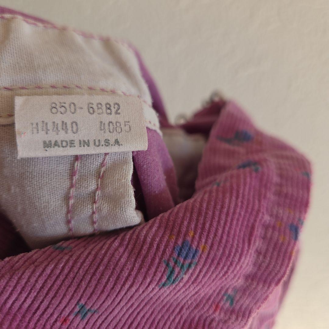 OshKosh☆ 花柄コーデュロイオーバーオール 18М　80年代　USA製　紫