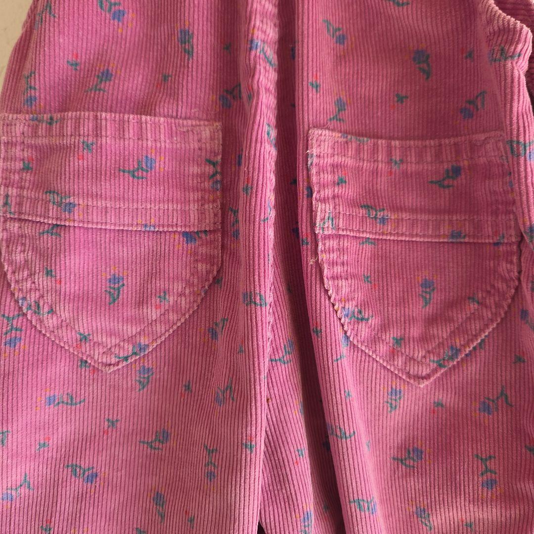 OshKosh☆ 花柄コーデュロイオーバーオール 18М　80年代　USA製　紫