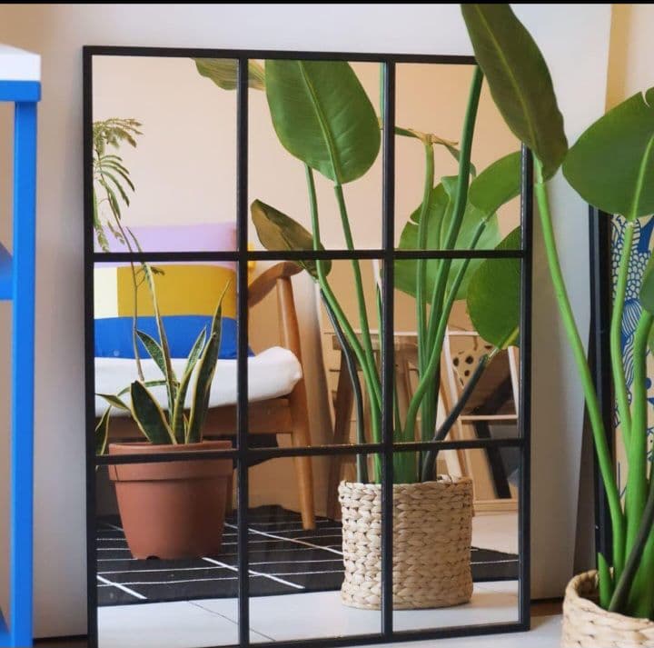 壁掛け鏡　格子デザイン　格子　海外風　インテリア　立て掛け　大型ミラー