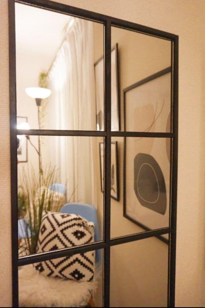 壁掛け鏡　格子デザイン　格子　海外風　インテリア　立て掛け　大型ミラー