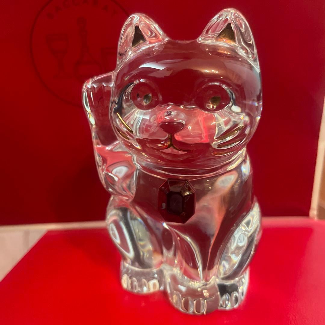 Baccarat クリスタル 招き猫 置物