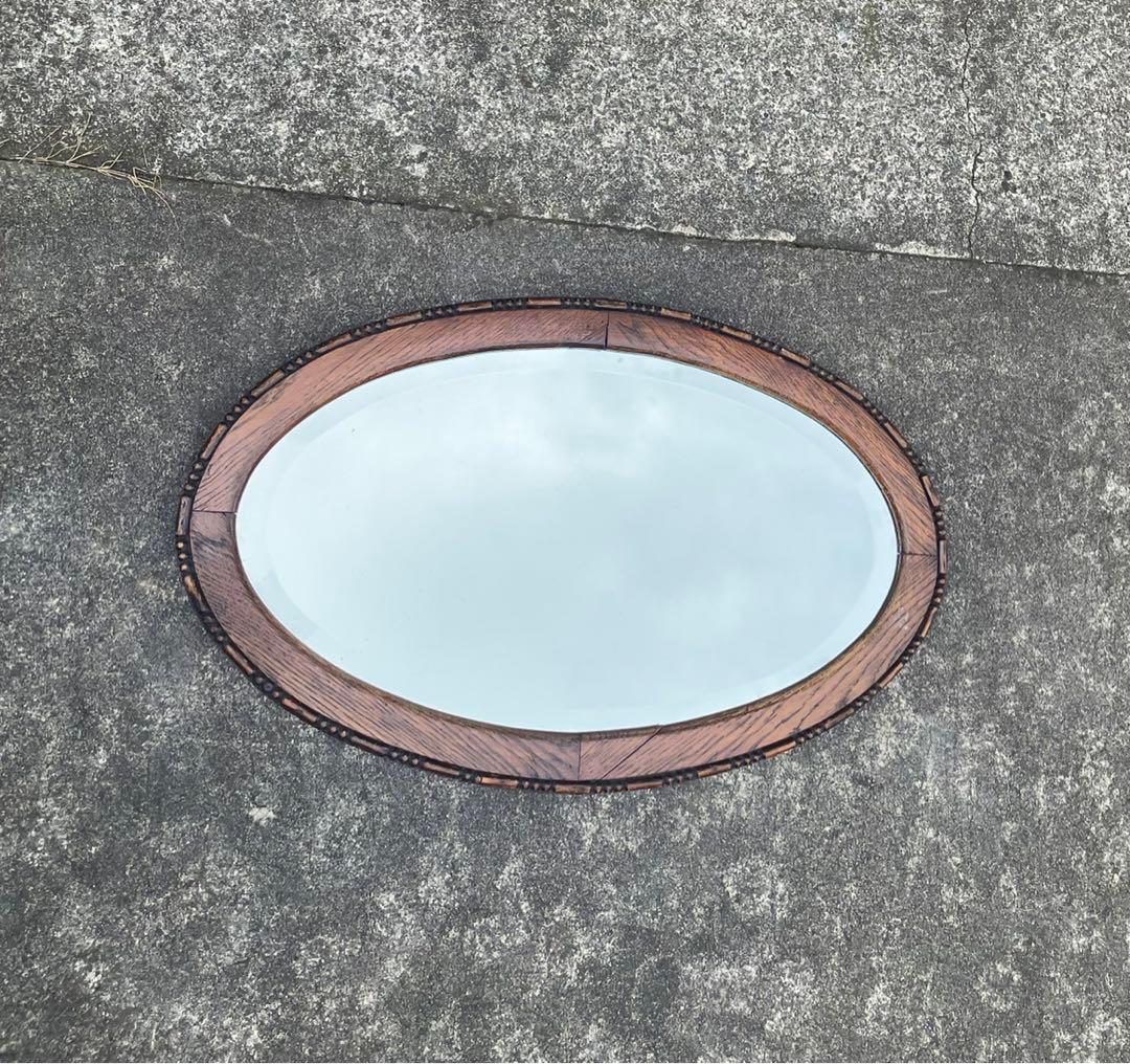 ビンテージ/イタリア製/木製/ミラー/壁掛けミラー/ウォールミラー/鏡/什器/②
