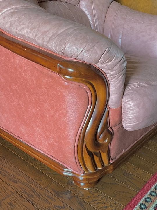 イタリア製　本革　ハイバックゆったり　1人掛けソファー