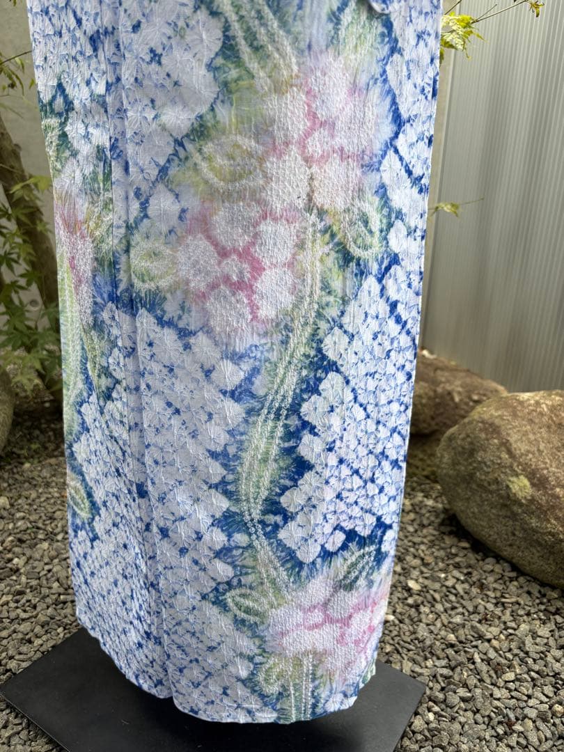 有松絞り浴衣新品 仕立て上りhanashibori白青地